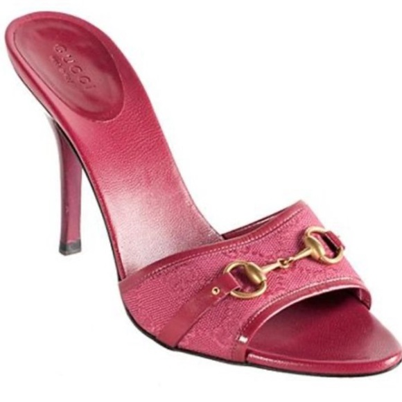 😍 RARE AUTH GUCCI Y2K Raspberry Mirabelle GG heels - Picture 3 of 14
